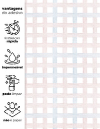 Papel de Parede Adesivo Xadrez Grid Rosa e Azul