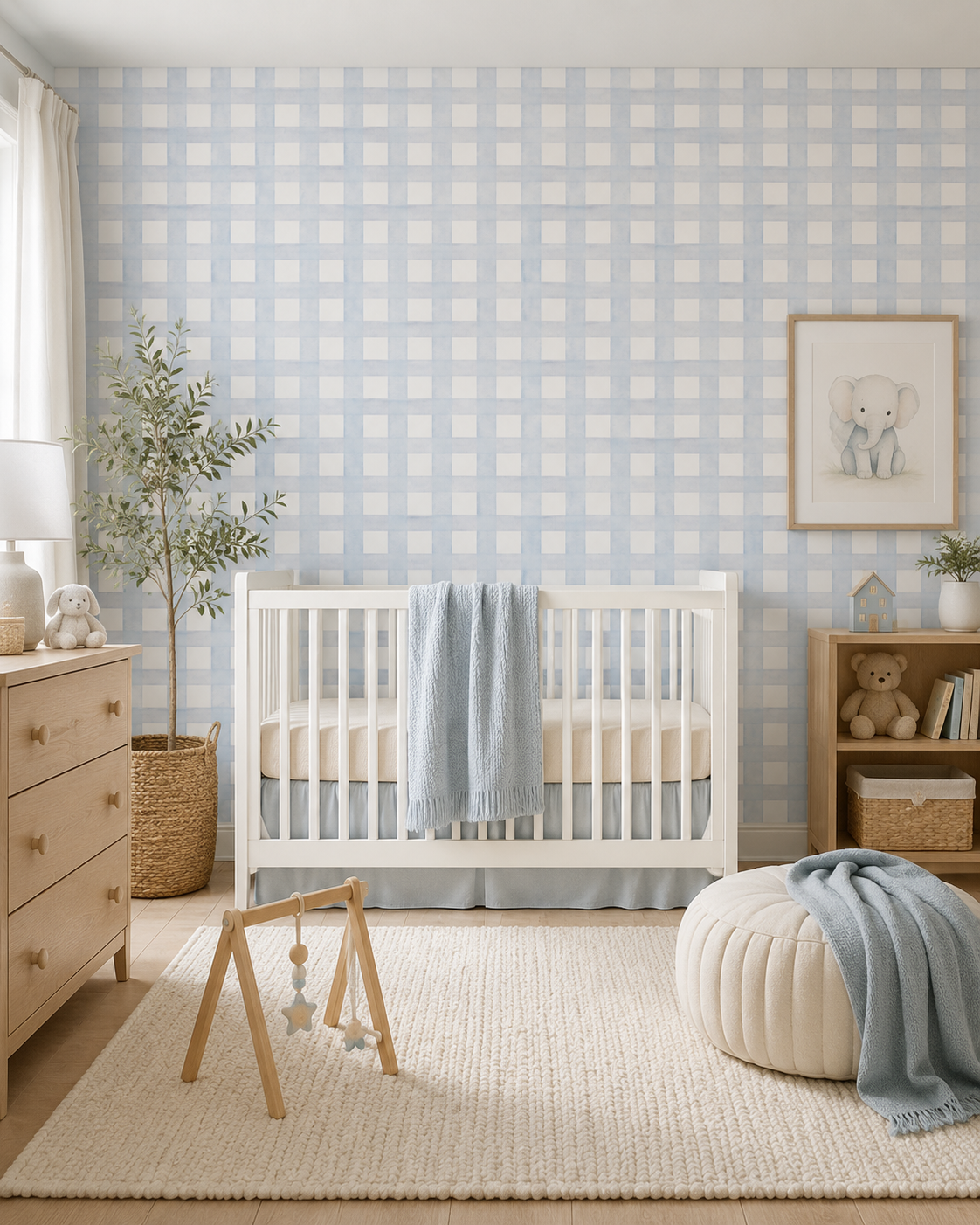 Papel de Parede Adesivo Xadrez Grid Azul