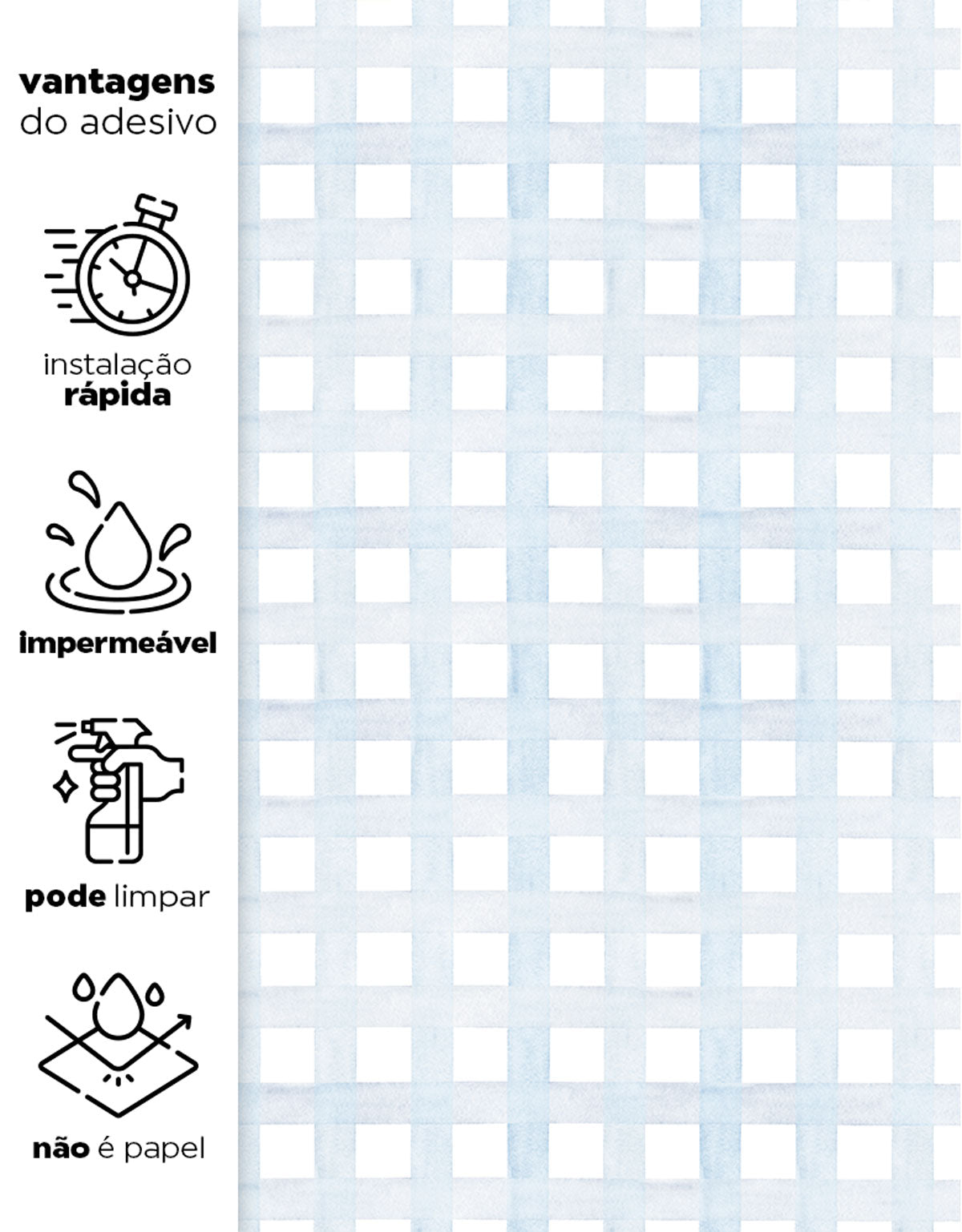 Papel de Parede Adesivo Xadrez Grid Azul