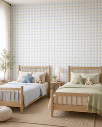 Papel de Parede Adesivo Xadrez Grid Azul e Verde