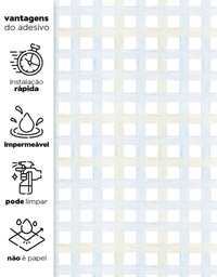 Papel de Parede Adesivo Xadrez Grid Azul e Verde
