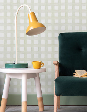 Papel de Parede Adesivo Xadrez Grid Aquarela Verde Claro