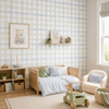 Papel de Parede Adesivo Xadrez Grid Verde e Azul