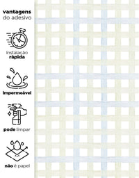 Papel de Parede Adesivo Xadrez Grid Verde e Azul