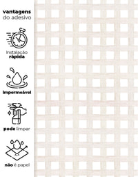 KIT DE 5 ROLOS - 3,00m x 50cm - Papel de Parede Adesivo Xadrez Grid Bege