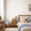 Papel de Parede Adesivo Xadrez Grid Bege e Azul