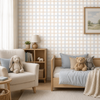 Papel de Parede Adesivo Xadrez Grid Bege e Azul