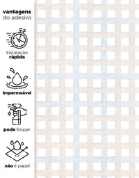 Papel de Parede Adesivo Xadrez Grid Bege e Azul