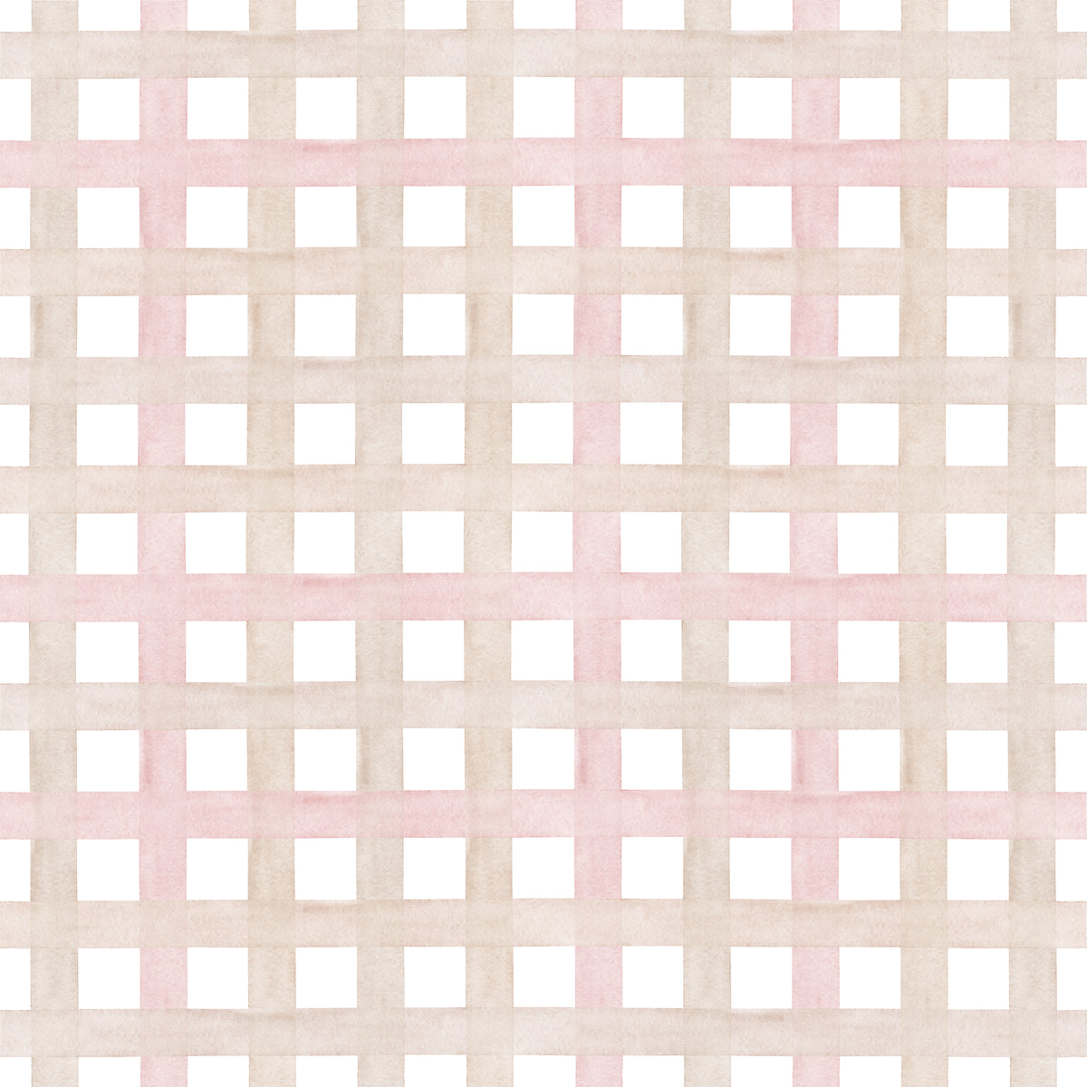Papel de Parede Adesivo Xadrez Grid Bege e Rosa