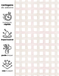 Papel de Parede Adesivo Xadrez Grid Bege e Rosa