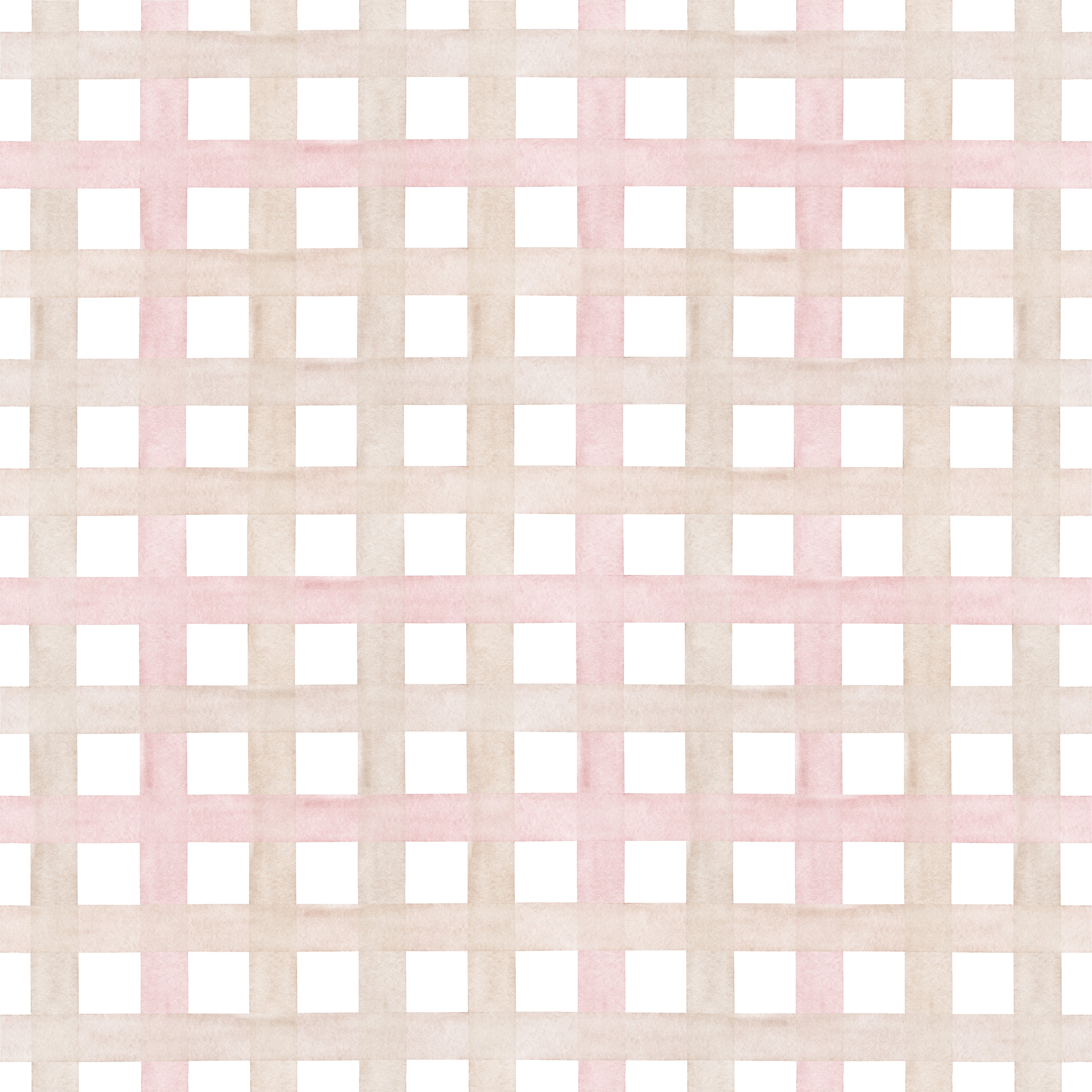 KIT DE 4 ROLOS - 3,00m x 50cm - Papel de Parede Adesivo Xadrez Grid Bege e Rosa