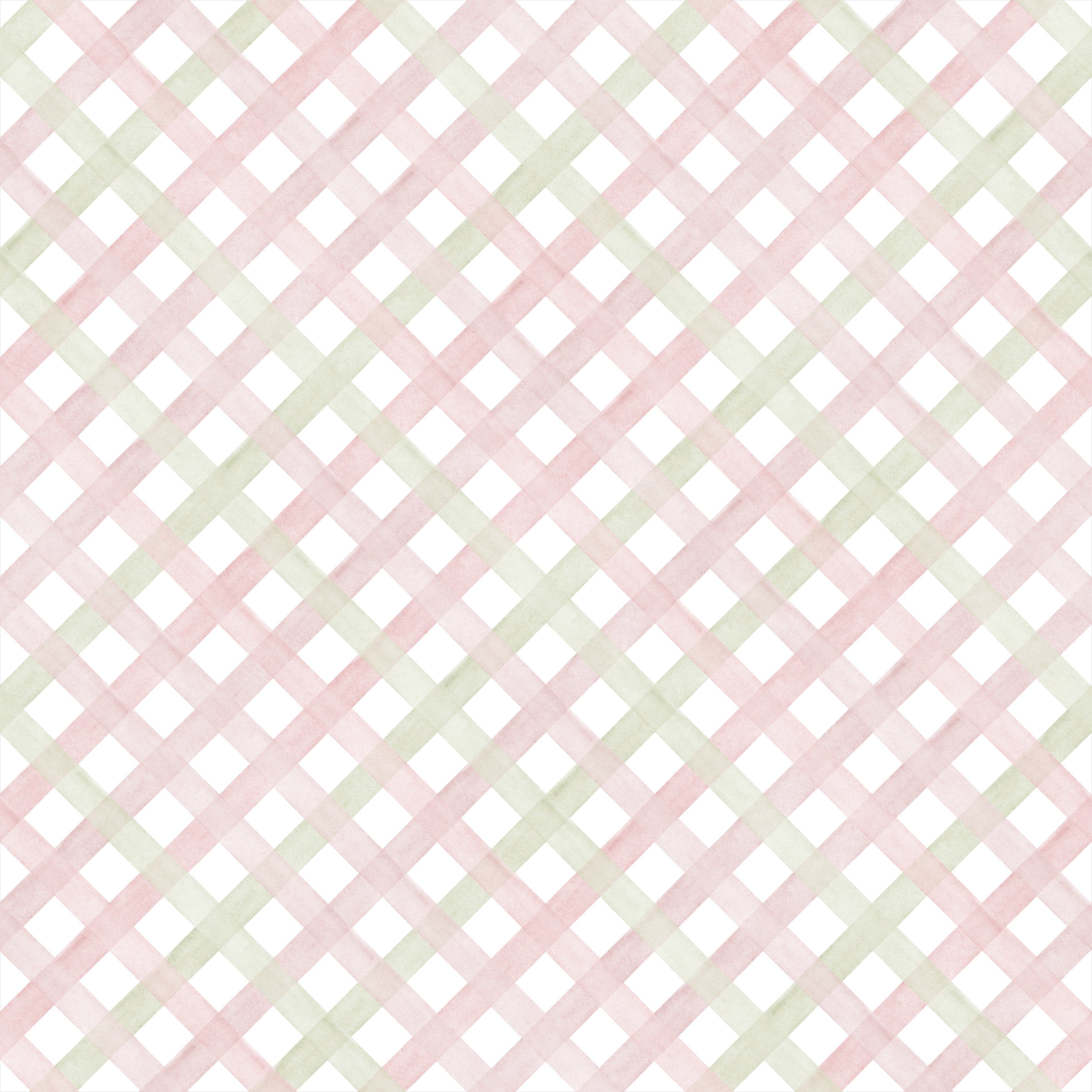 Papel de Parede Adesivo Trellis Aquarela Rosa Bebê e Verde