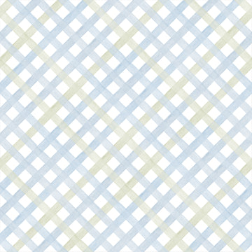 Papel de Parede Adesivo Trellis Aquarela Azul Claro e Verde