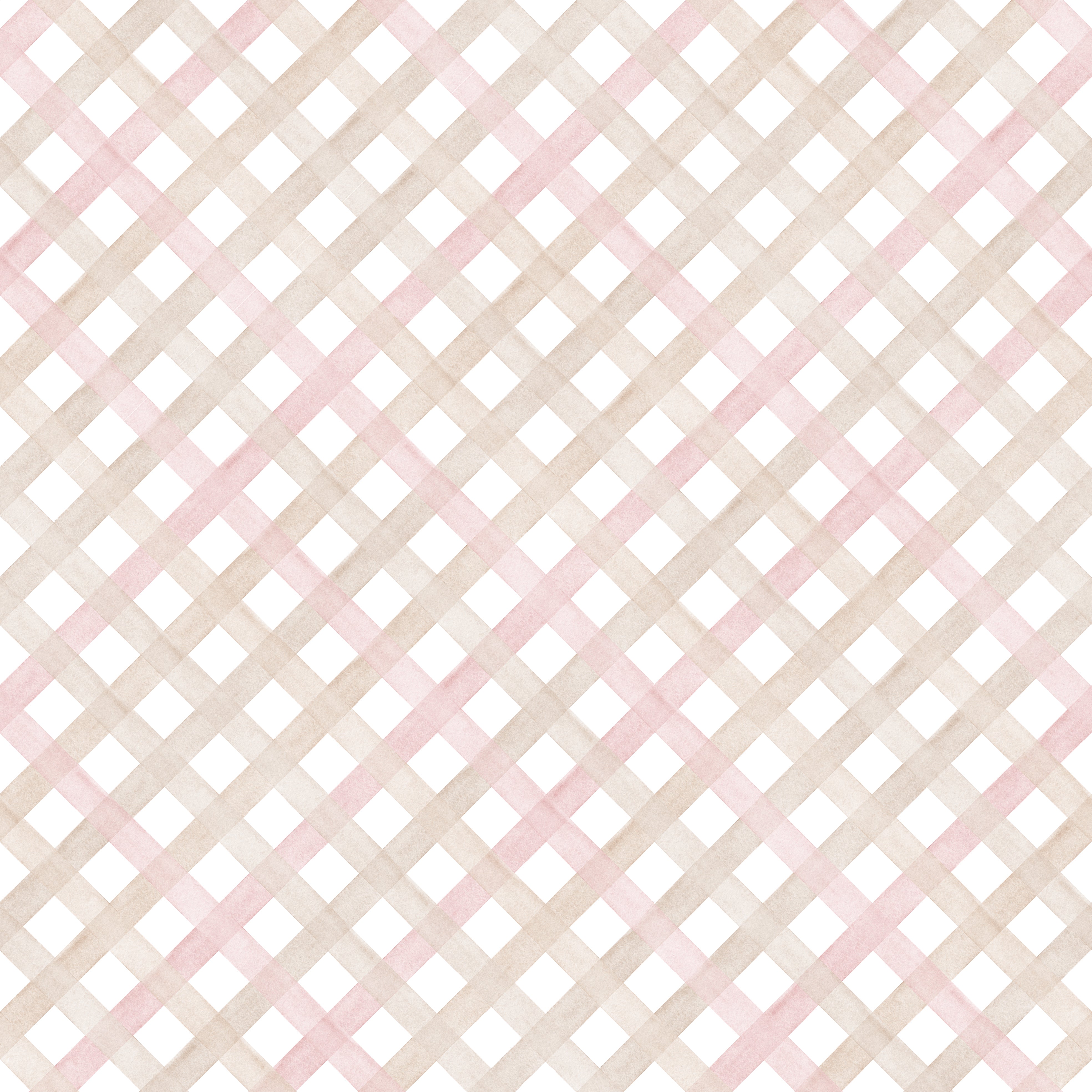 Papel de Parede Adesivo Trellis Aquarela Bege Claro e Rosa