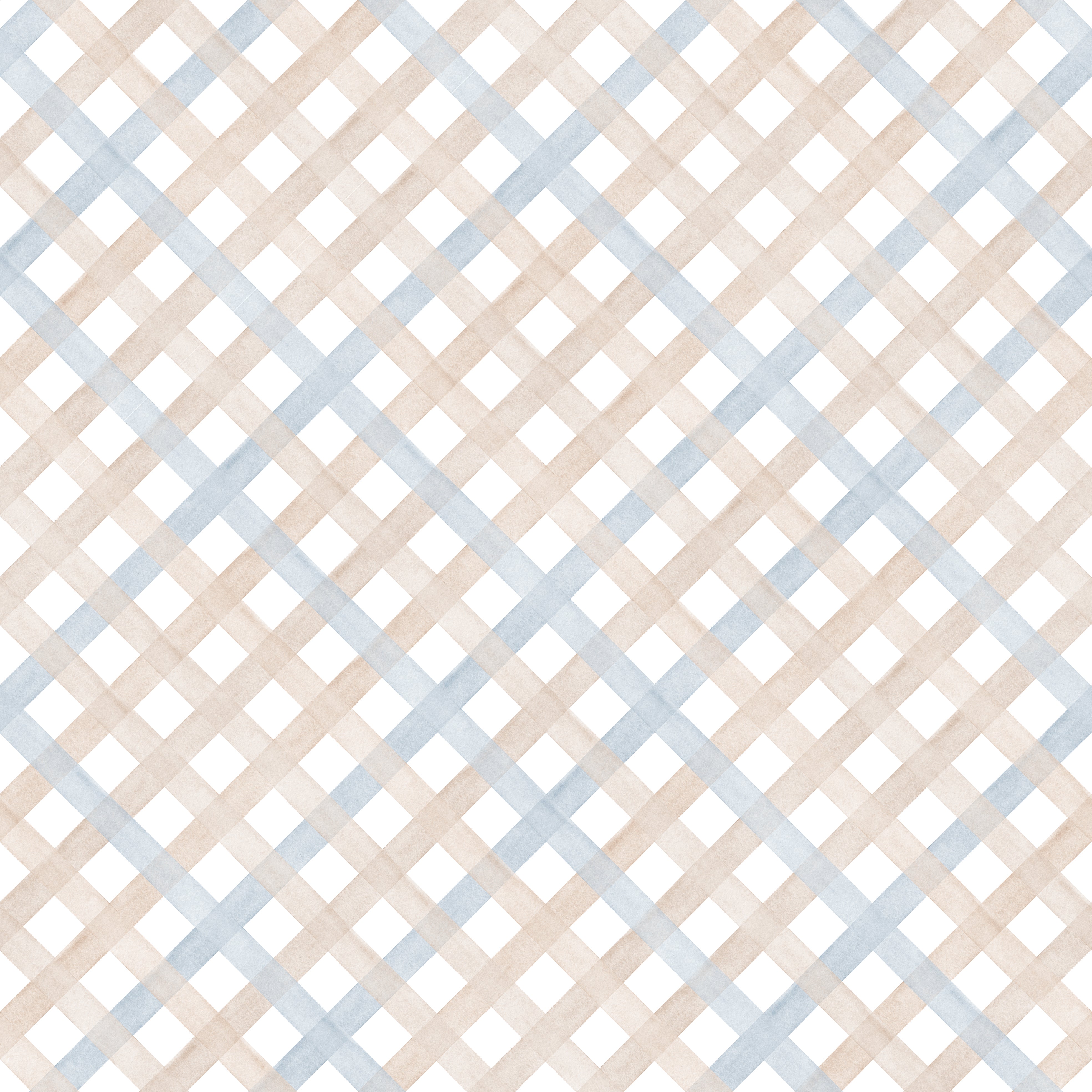 Papel de Parede Adesivo Trellis Aquarela Bege Claro e Azul