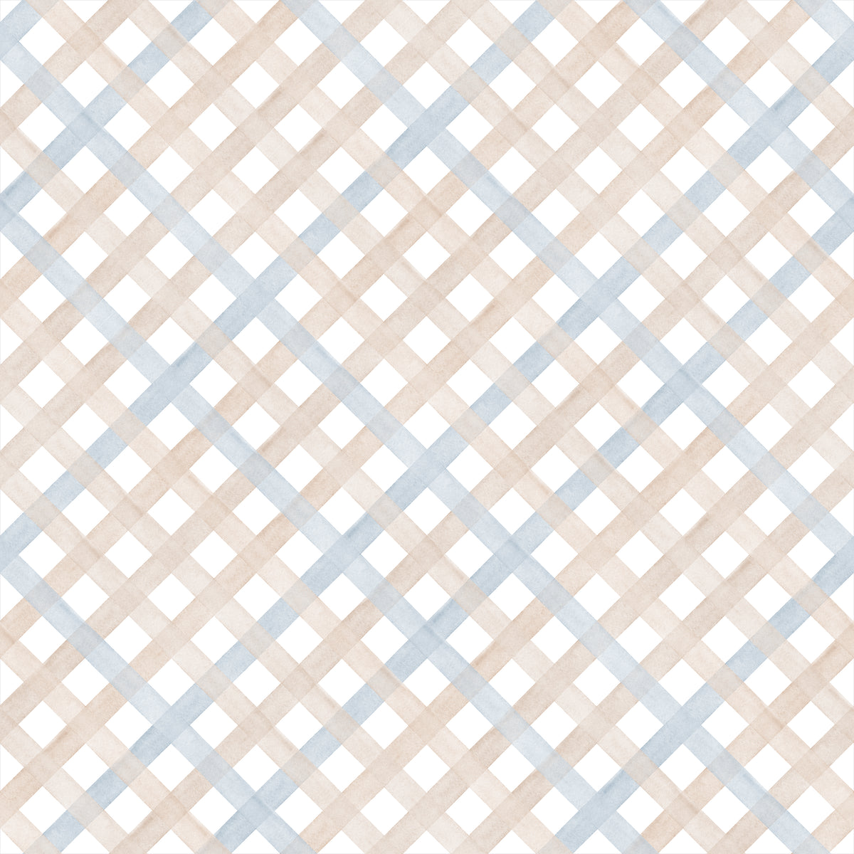 Papel de Parede Adesivo Trellis Aquarela Bege Claro e Azul