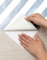 Papel de Parede Adesivo Listrado Aquarela Azul Escuro
