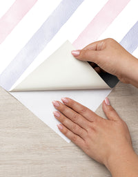 Papel de Parede Adesivo Listrado Aquarela Rosa e Lilás