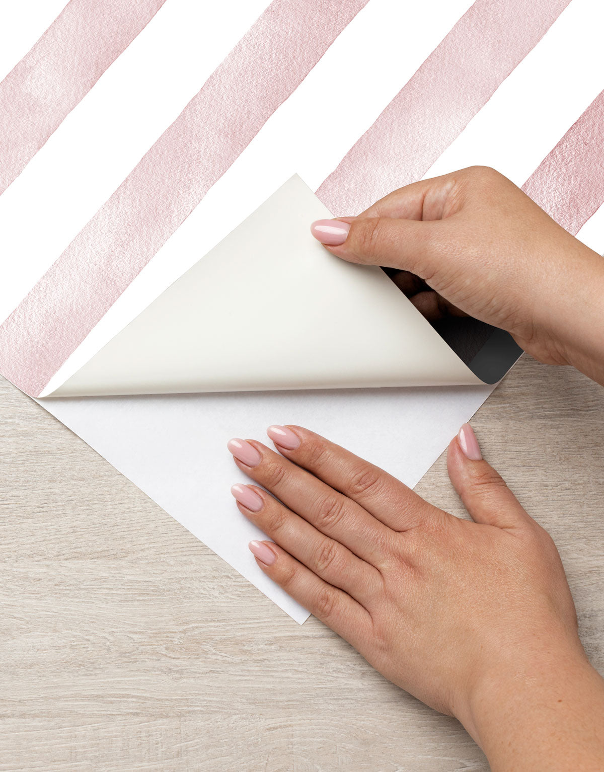 Papel de Parede Adesivo Listrado Aquarela Rosa Blush