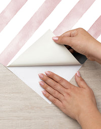 Papel de Parede Adesivo Listrado Aquarela Rosa Blush
