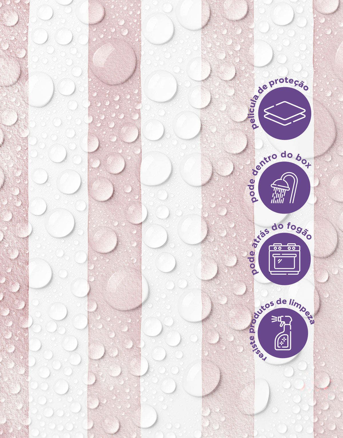Papel de Parede Adesivo Listrado Aquarela Rosa Blush