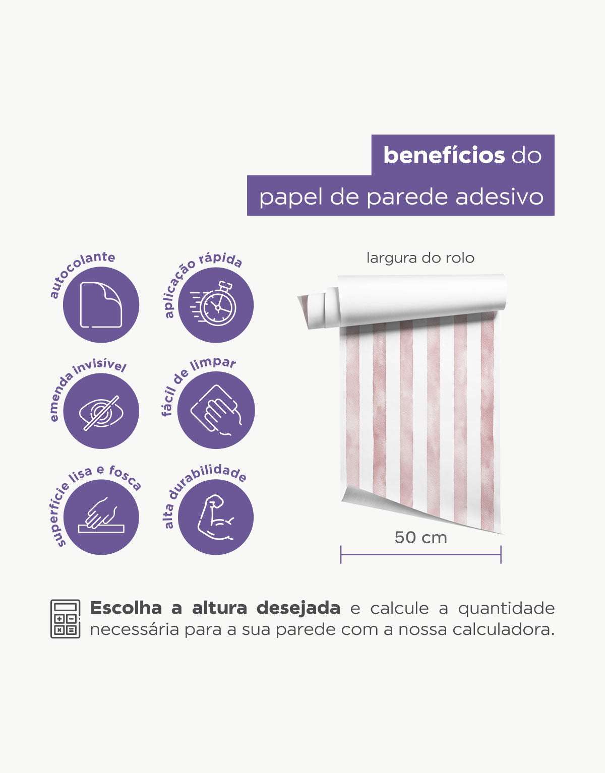 Papel de Parede Adesivo Listrado Aquarela Rosa Blush