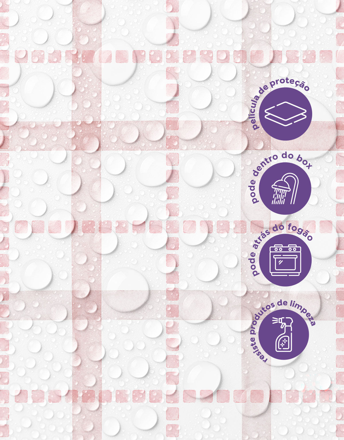 Papel de Parede Adesivo Xadrez Pontilhado Rosa