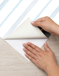 Papel de Parede Adesivo Listrado Pontilhado Azul