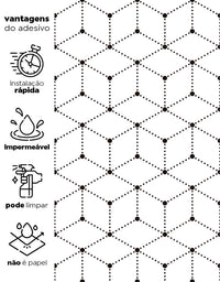 KIT DE 5 ROLOS - 3,00m x 50cm - Adesivo Papel de Parede Grid Cubes