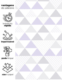 Papel de Parede Adesivo Triângulos Lilás e Cinza