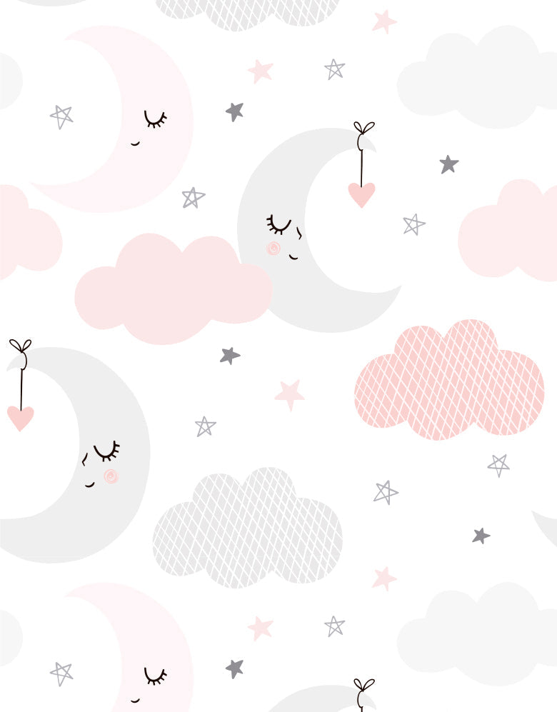 KIT DE 7 ROLOS - 2,50m x 50cm - Papel de Parede Céu Estrelado Menina