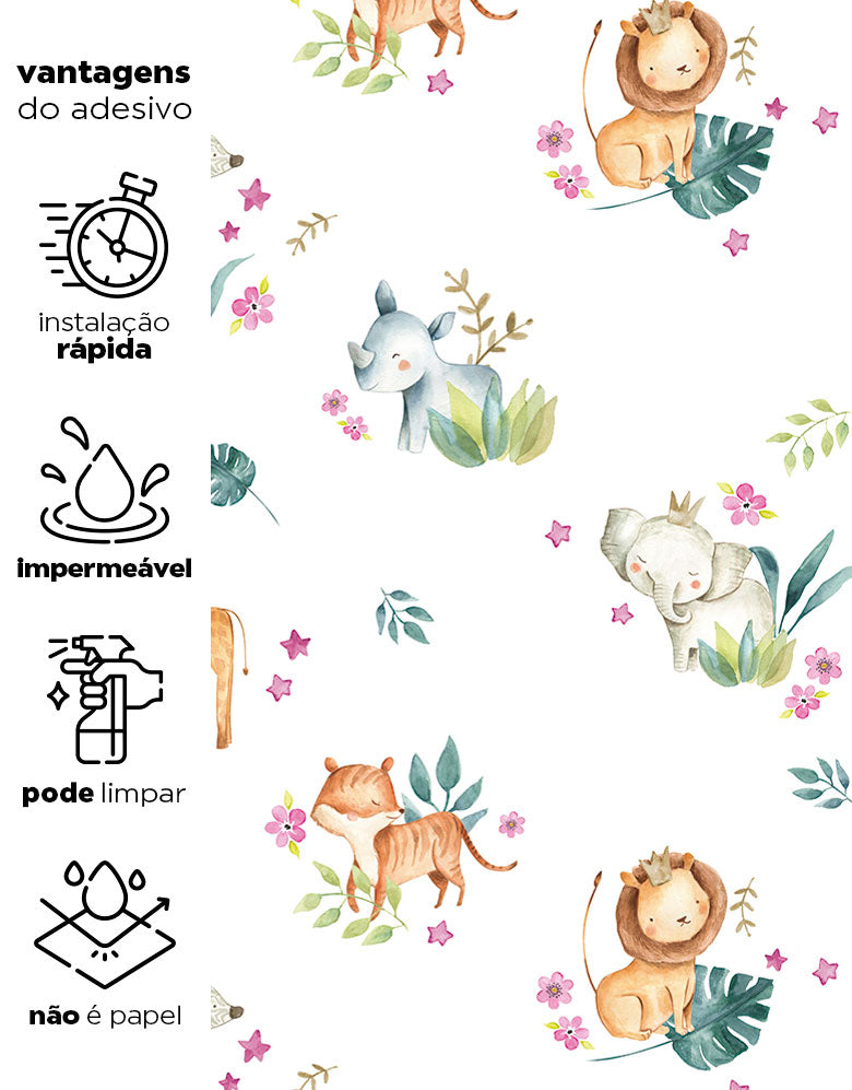 Papel de Parede Safari Rosa Bebê