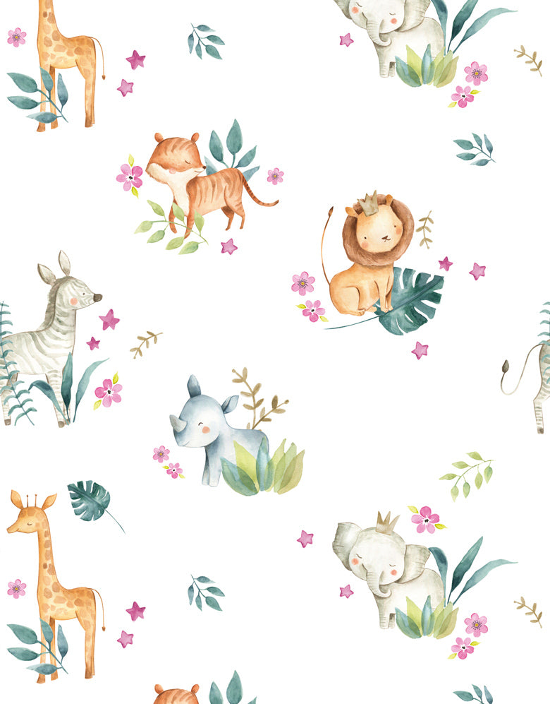 Papel de Parede Safari Rosa Bebê