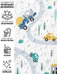 KIT DE 3 ROLOS - 2,50m x 50cm - Papel de Parede Adesivo Cidade de Brinquedo