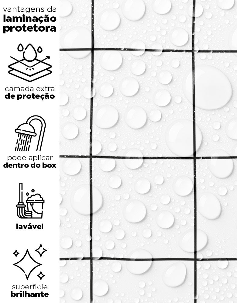 KIT DE 8 ROLOS - 1,50m x 50cm - Papel de Parede Adesivo Quadrados Tortos