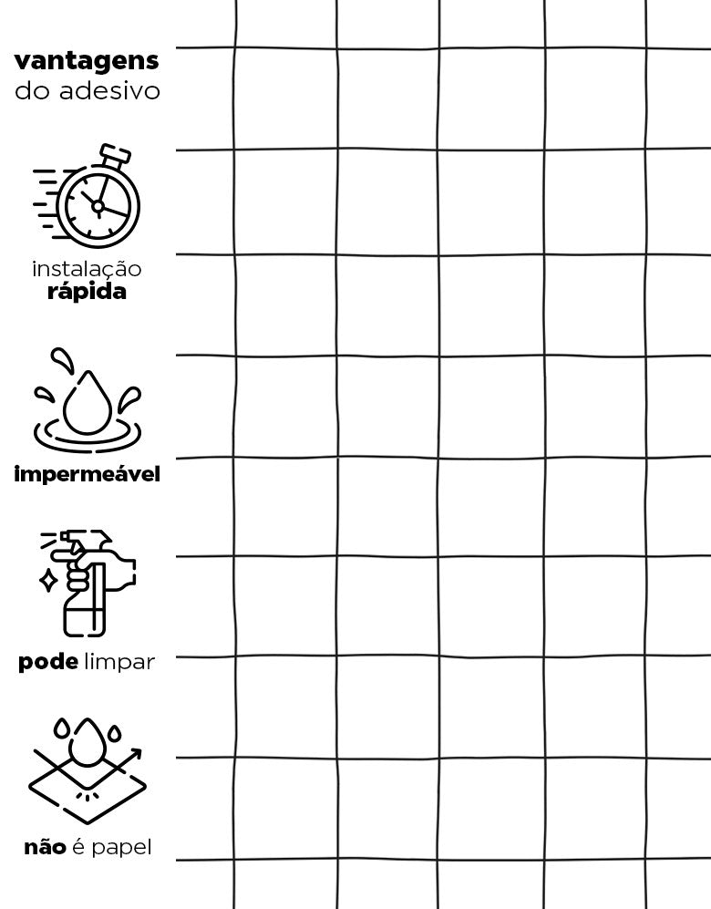 KIT DE 8 ROLOS - 1,50m x 50cm - Papel de Parede Adesivo Quadrados Tortos