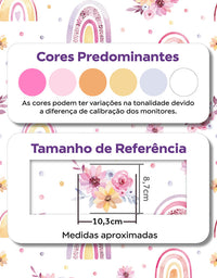 KIT DE 4 ROLOS - 3,00m x 50cm - Papel de Parede Adesivo Arco Iris Boho