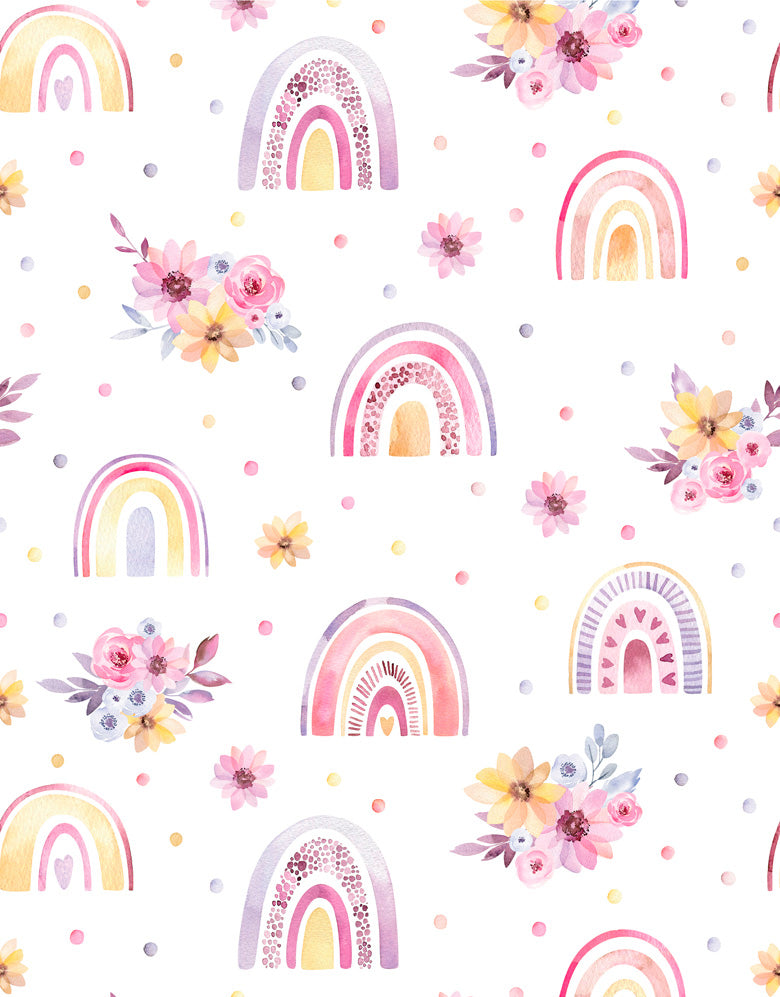 KIT DE 4 ROLOS - 1,00m x 50cm - Papel de Parede Adesivo Arco Iris Boho