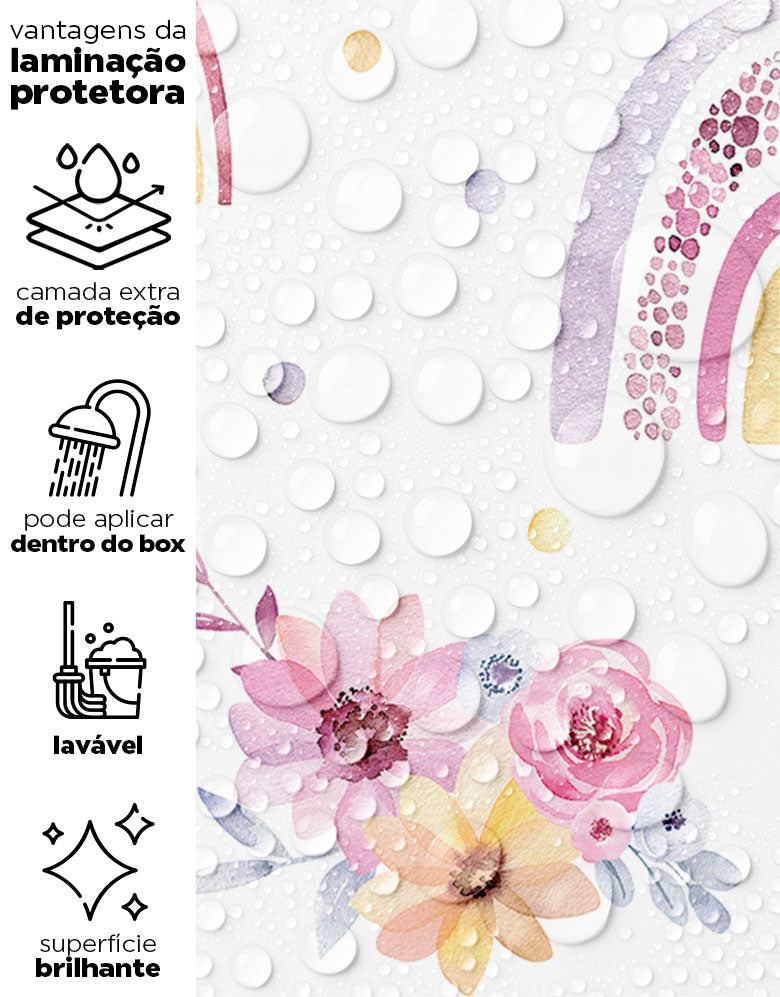 KIT DE 4 ROLOS - 3,00m x 50cm - Papel de Parede Adesivo Arco Iris Boho