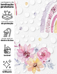 KIT DE 4 ROLOS - 3,00m x 50cm - Papel de Parede Adesivo Arco Iris Boho