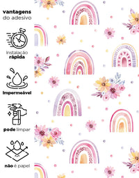 Papel de Parede Adesivo Arco Iris Boho
