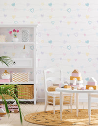KIT DE 3 ROLOS - 3,00m x 50cm - Papel de Parede Corações Lineares