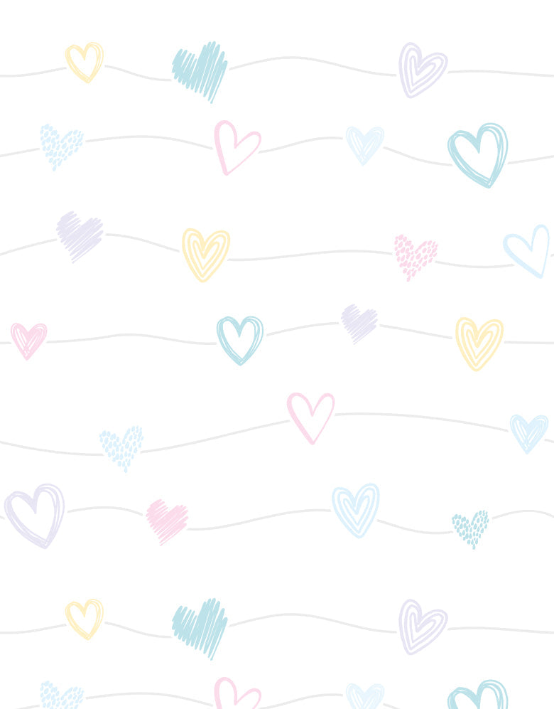 KIT DE 3 ROLOS - 3,00m x 50cm - Papel de Parede Corações Lineares