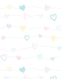 KIT DE 3 ROLOS - 3,00m x 50cm - Papel de Parede Corações Lineares