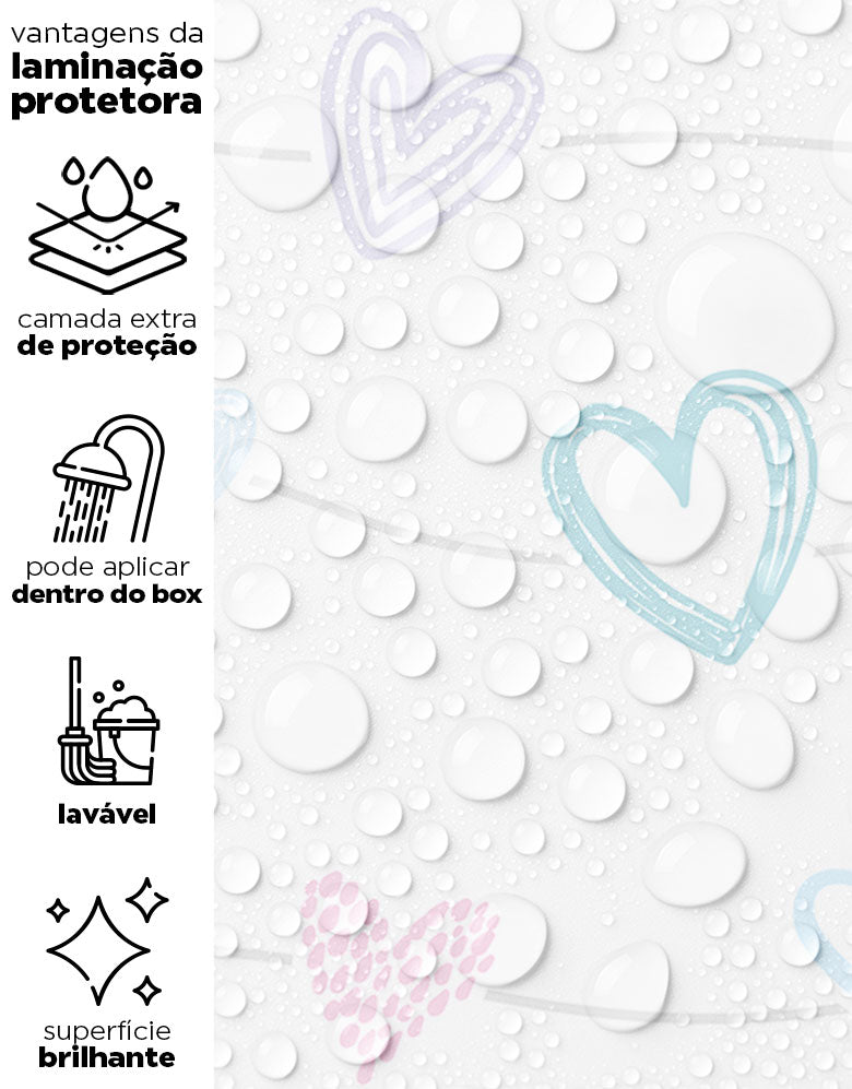 KIT DE 3 ROLOS - 3,00m x 50cm - Papel de Parede Corações Lineares