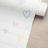 KIT DE 3 ROLOS - 3,00m x 50cm - Papel de Parede Corações Lineares