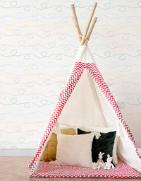 KIT DE 2 ROLOS - 3,00m x 50cm - Papel de Parede Varal de Corações Candy