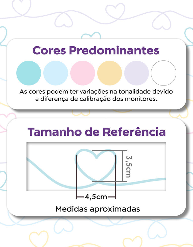 KIT DE 2 ROLOS - 3,00m x 50cm - Papel de Parede Varal de Corações Candy