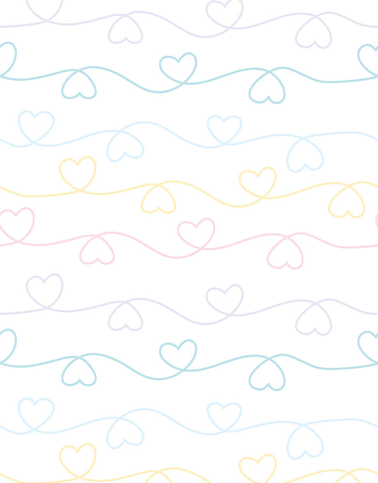 KIT DE 2 ROLOS - 3,00m x 50cm - Papel de Parede Varal de Corações Candy