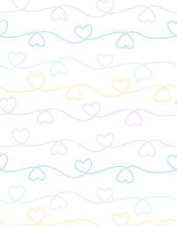 KIT DE 2 ROLOS - 3,00m x 50cm - Papel de Parede Varal de Corações Candy